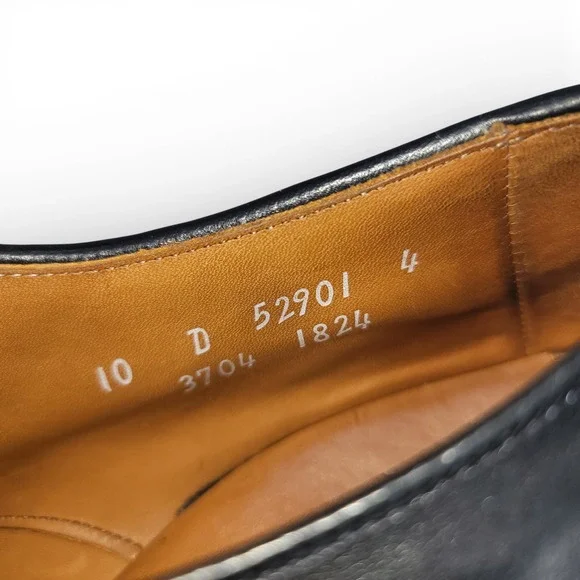 Allen Edmonds Mens 10D Stockbridge Shoes Leather Black Split Toe Blucher USA
